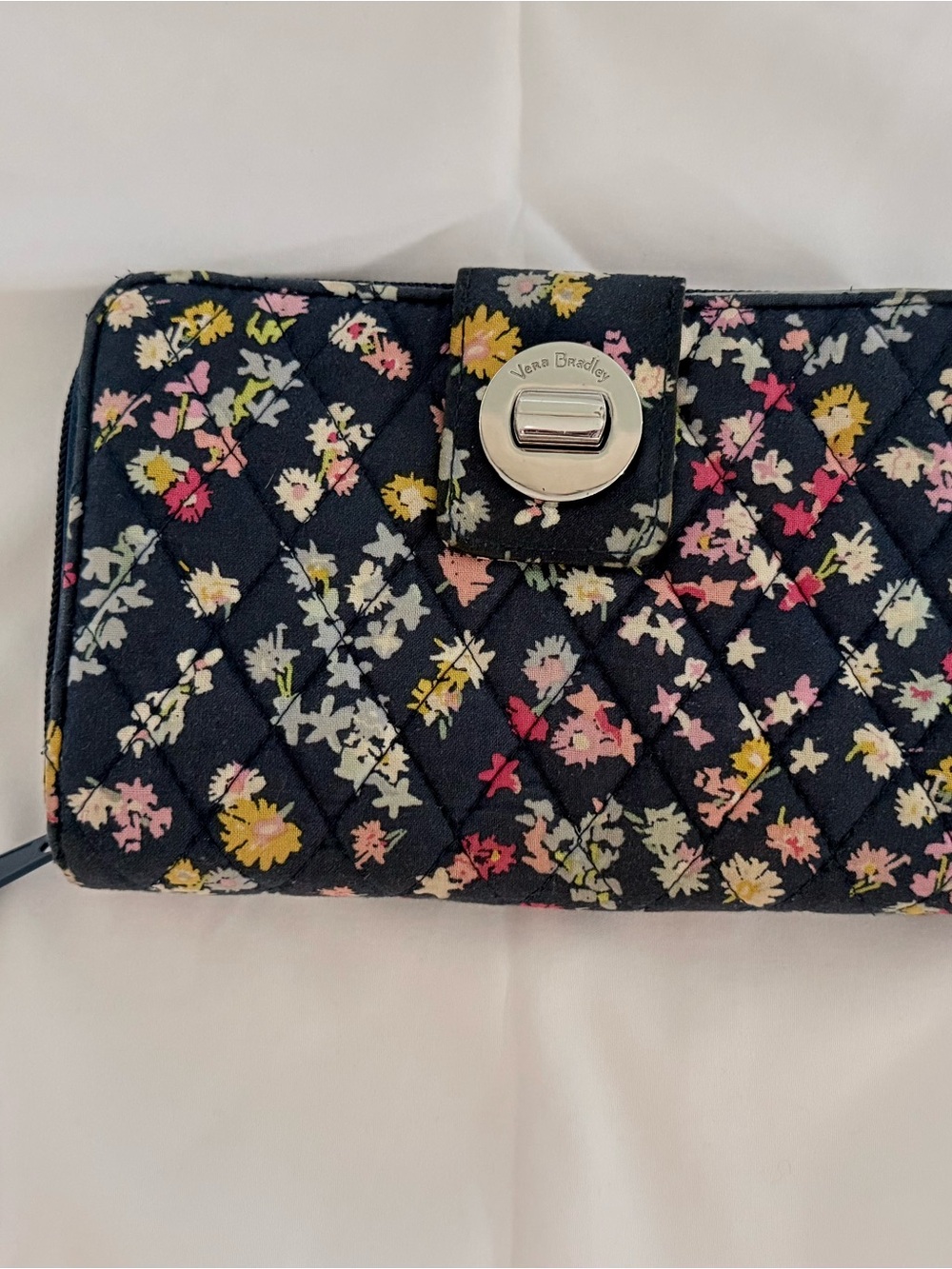 Vera Bradley Navy Wildflowers Quilted Wallet